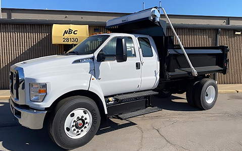 White Utility Truck with Dump Body