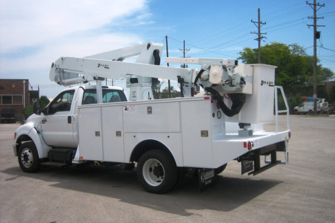 White Utility Truck with Aerial Lift