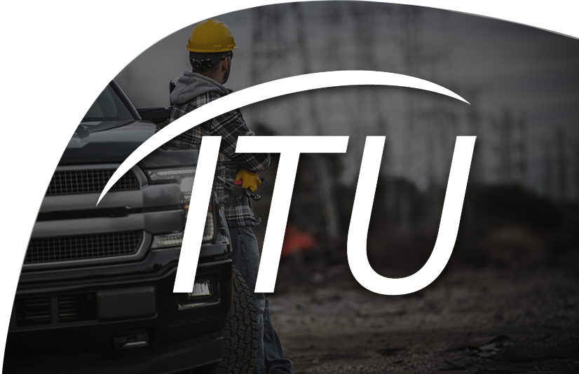 ITU Logo Over Stylized Work Truck Background